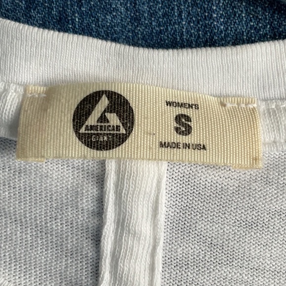 America Giant Slub Crew White Long Sleeved Cotton Shirt - Picture 3 of 11